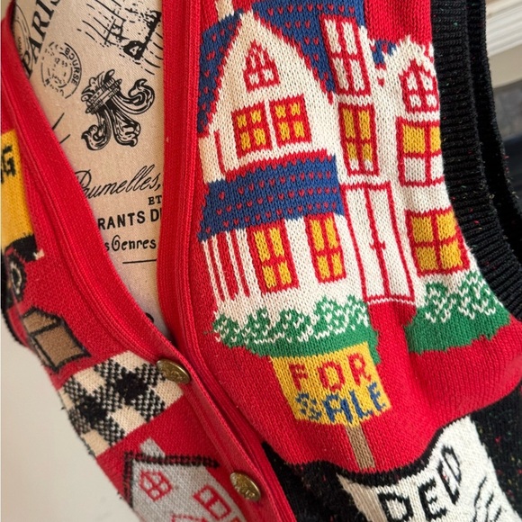 Vintage Kitsch Realtor Sweater Vest Embroidered Deed For Sale Made in USA Artsy - Picture 2 of 9